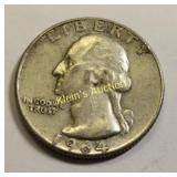 Washington 1964D silver quarter coin error