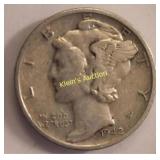 mercury 1942 S silver  dime us coin XF!