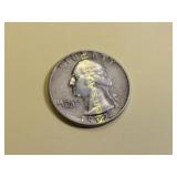 Washington silver quarter  coin 1962D rim error?