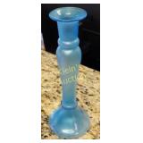 antique dugan glass blue carnival glass candlestic