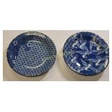 rare pair of takahashi blue & white porcelain plat