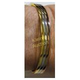 24K tri color bangle cuff bracelet 8mm wide