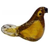 mid mod murano glass amber bird 4 1/2"