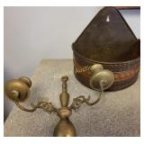 vtg double arm brass wall candle sconce &brass &