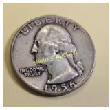 Washington 1956  silver quarter coin  no mint mark