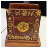 vtg rosewood? Asian letter file or napkin holder