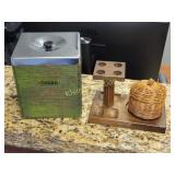 vtg sugar mid century & pipe stand w/basket