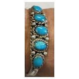 Harvey era Navajo sterling & turquoise bracelet