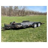 US Cargo Dual Axle Flatbed Trailer Model CY08518TA2 with 2 5/16 inch ball, GVWR 7000 pounds