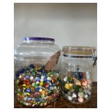 Marbles in glass jars