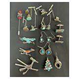 Great Selection of Navajo Sterling Pins, Earrings, etc.
