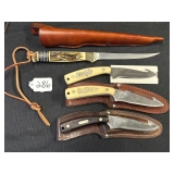 #286 (4) Knives incl, Old Timer, (2) Schrade & Uncle Henry Schrade Fillet Knife #286 (4) Knives incl, Old Timer, (2) Schrade & Uncle Henry Schrade Fillet Knife