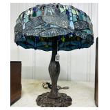 #122 Stained Glass Dragonfly Lamp