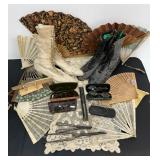 Victorian Leather Boots, Vintage glasses,Fans