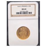 #1261 1641-A France Louis XIII Gold 1/2 Louis D