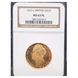 #1266 1823 Great Britain William IIII Gold 2 Pound MS-63PL NGC Weight: 15.97G