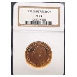 #1267 1937 Great Britain George VI Gold 2 Pound PF-63 NGC Weight: 15.98G
