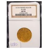 #1280 1615-A France Gold 1 Ecu D