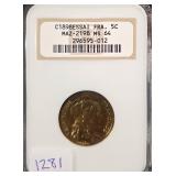#1281 1898 Essai France Bronze 5 Centimes Pattern Mazard NGC MS-64 Weight: 5.0G