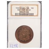 #1298 1848 Essai France Pattern Copper 10 Centimes MS-65 NGC