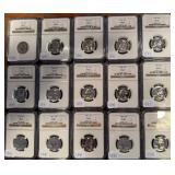 #1241 Lot of  15 1950-1964 Silver Proof Quarters All PF67