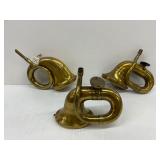 #7547 (3) Model T Brass Horns- Rubes, Single Twist Horn, etc #7547 (3) Model T Brass Horns- Rubes, Single Twist Horn, etc