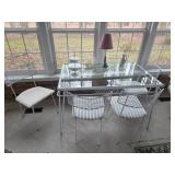 Nice White Iron Patio Set with Glass Top Table