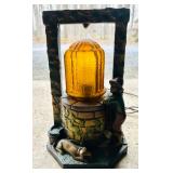 Boy at a Well Lamp with Amber Globe