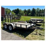 JP Trailers Model 48312 Tandem Axle Utility Trailer with Drop Gate, Ready Rails, Bull Dog jack