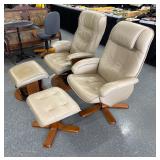 (2) tan naugahyde platform/recliner rockers 