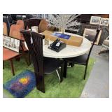 #562  Paul McCobb 1970s White Laminate Table with Aluminum Base & 4 Italian Chairs