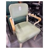 #576  Steelcase Sage Green Vinyl Industrial  Office Chair with Steel Legs