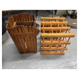 #614 Arts and Crafts Wooden Trashcan & Wine Bottle Holder