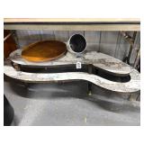 #615 Lot of 3 Incl. Mid -Century 2 Tier Kidney Table, Aluminum Wall Sconce and Vintage  Turned-Wood 