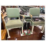 #636 Lot of 2 Steelcase Industrial Sage Green Vinyl & Fabric Office Chairs (model #145)