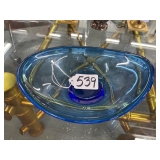 #539 Vintage Per Lutken for Holmegaard blue Asymmetrical Cobalt blue bowl