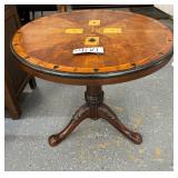 #400 Fantastic Victorian Walnut Inlay Card Table with Paw Feet Joker & Cards Inlay