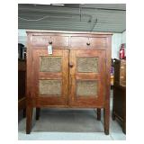 #404 Incredible Walnut Pie Safe with Punched Tin Star Pattern and Original Long Tapered Legs