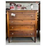 #406 Antique Walnut Plank Dresser with Glass Knobs