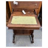 #409 Victorian Mahogany Davenport Desk with a Sloped Lid -Top Compartment and Ornate Carved Legs