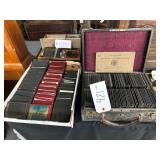 #421 Large Lot of Keystone Lantern Slides with book & Case