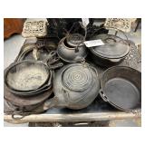 #431 Large Lot of Cast Iron Incl. Coffee Pots, Pans& Covered Tops