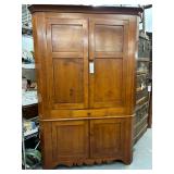#434 Large Corner Cherry Primitive Cupboard