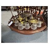 #451 Lot of Brass Antique Light Fixtures & Glass Shades