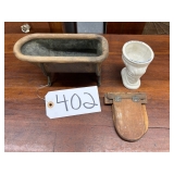 #402 2 Salesman Samples Incl. Cast Iron Tub & Toilet with Seat (cracked)