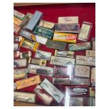 #1701 Fishing Display Case full of Tackle, Original Boxes, etc. 