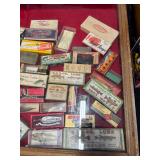 #1701 Fishing Display Case full of Tackle, Original Boxes, etc. 