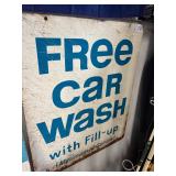 #1748 Metal "Free Car Wash" Single Sided 2 Color Sign