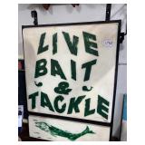 #1750 Large Single Sided "Live Bait & Tackle" Custom Light up Sign (Not Electrified) 