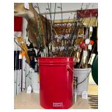 #1759 Ice Fishing Bucket #1 Full of Rods, etc. 